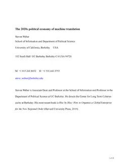 The 2020s Political Economy of Machine Translation