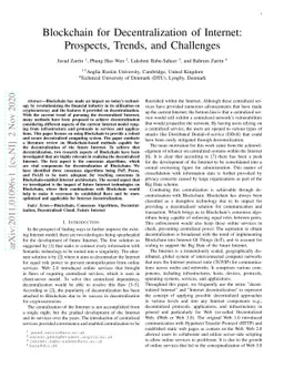 Blockchain for Decentralization of Internet: Prospects, Trends, and
  Challenges