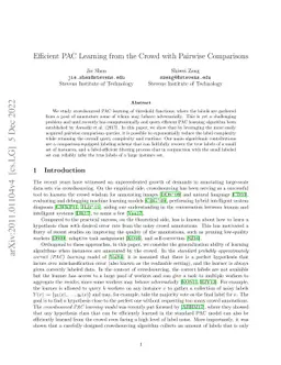 Efficient PAC Learning from the Crowd with Pairwise Comparisons