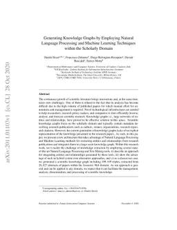 Generating Knowledge Graphs by Employing Natural Language Processing and
  Machine Learning Techniques within the Scholarly Domain