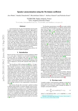 Speaker anonymisation using the McAdams coefficient