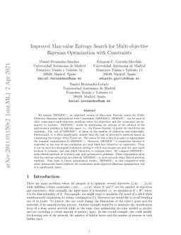 Improved Max-value Entropy Search for Multi-objective Bayesian
  Optimization with Constraints