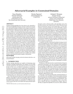 Adversarial Examples in Constrained Domains