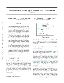 Sample-efficient reinforcement learning using deep Gaussian processes