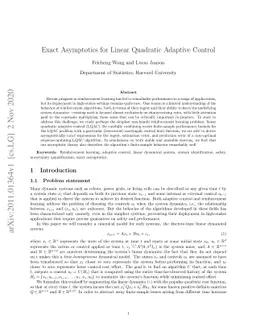 Exact Asymptotics for Linear Quadratic Adaptive Control