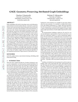 GAGE: Geometry Preserving Attributed Graph Embeddings