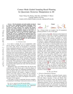 Contact Mode Guided Sampling-Based Planning for Quasistatic Dexterous
  Manipulation in 2D
