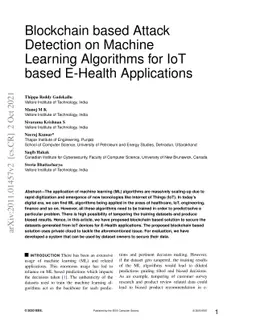 Blockchain based Attack Detection on Machine Learning Algorithms for IoT
  based E-Health Applications