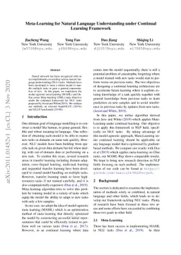 Meta-Learning for Natural Language Understanding under Continual
  Learning Framework