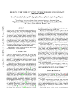 Training Wake Word Detection with Synthesized Speech Data on Confusion
  Words