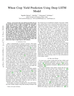 Wheat Crop Yield Prediction Using Deep LSTM Model