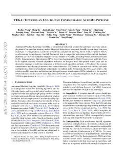 VEGA: Towards an End-to-End Configurable AutoML Pipeline