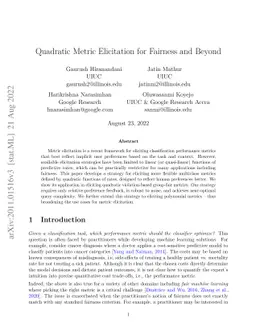 Quadratic Metric Elicitation for Fairness and Beyond