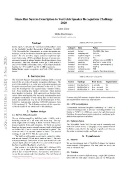 ShaneRun System Description to VoxCeleb Speaker Recognition Challenge
  2020