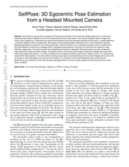 SelfPose: 3D Egocentric Pose Estimation from a Headset Mounted Camera
