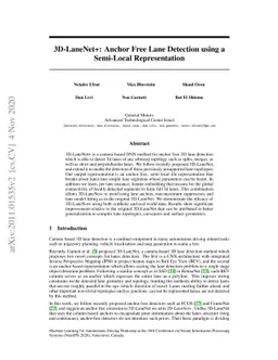 3D-LaneNet+: Anchor Free Lane Detection using a Semi-Local
  Representation