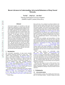 Recent Advances in Understanding Adversarial Robustness of Deep Neural
  Networks