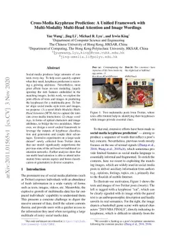 Cross-Media Keyphrase Prediction: A Unified Framework with
  Multi-Modality Multi-Head Attention and Image Wordings