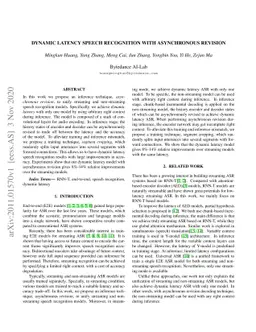 Dynamic latency speech recognition with asynchronous revision