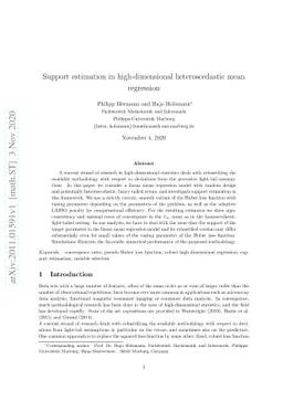Support estimation in high-dimensional heteroscedastic mean regression