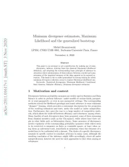 Minimum divergence estimators, Maximum Likelihood and the generalized
  bootstrap