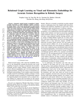 Relational Graph Learning on Visual and Kinematics Embeddings for
  Accurate Gesture Recognition in Robotic Surgery
