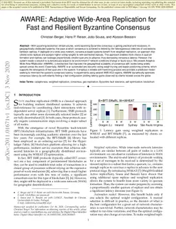 AWARE: Adaptive Wide-Area Replication for Fast and Resilient Byzantine
  Consensus