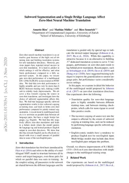 Subword Segmentation and a Single Bridge Language Affect Zero-Shot
  Neural Machine Translation
