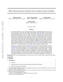 Regularized spectral methods for clustering signed networks