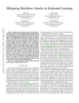 Mitigating Backdoor Attacks in Federated Learning