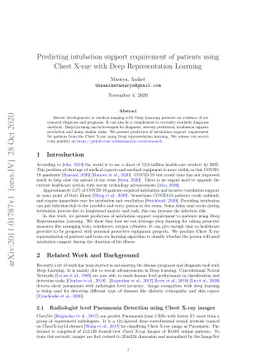 Predicting intubation support requirement of patients using Chest X-ray
  with Deep Representation Learning