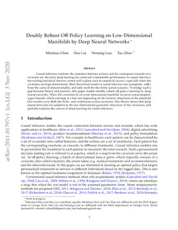 Doubly Robust Off-Policy Learning on Low-Dimensional Manifolds by Deep
  Neural Networks