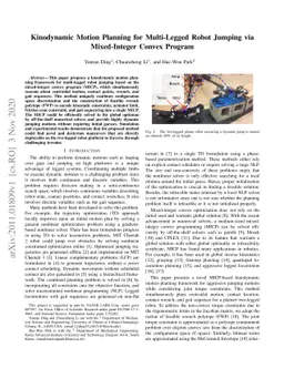 Kinodynamic Motion Planning for Multi-Legged Robot Jumping via
  Mixed-Integer Convex Program