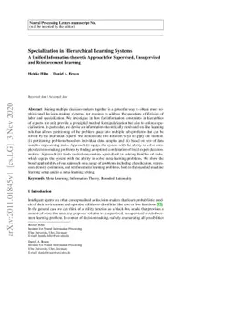 Specialization in Hierarchical Learning Systems