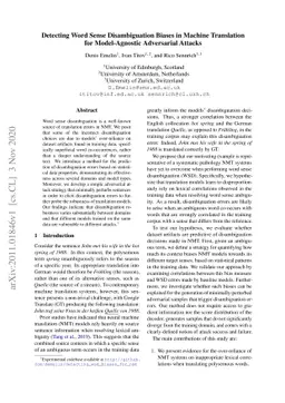 Detecting Word Sense Disambiguation Biases in Machine Translation for
  Model-Agnostic Adversarial Attacks