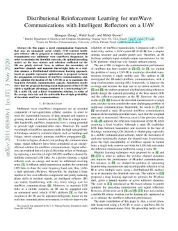 Distributional Reinforcement Learning for mmWave Communications with
  Intelligent Reflectors on a UAV