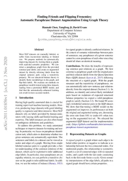 Finding Friends and Flipping Frenemies: Automatic Paraphrase Dataset
  Augmentation Using Graph Theory
