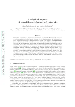 Analytical aspects of non-differentiable neural networks