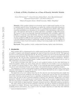 A Study of Policy Gradient on a Class of Exactly Solvable Models