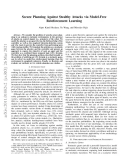 Secure Planning Against Stealthy Attacks via Model-Free Reinforcement
  Learning