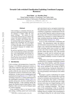 Towards Code-switched Classification Exploiting Constituent Language
  Resources