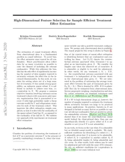 High-Dimensional Feature Selection for Sample Efficient Treatment Effect
  Estimation