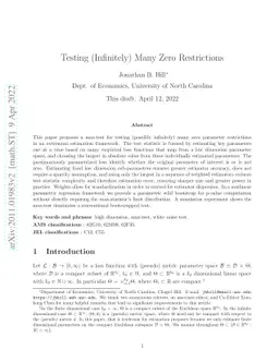 Testing (Infinitely) Many Zero Restrictions
