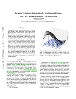 Bayesian Variational Optimization for Combinatorial Spaces