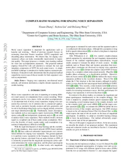 Complex ratio masking for singing voice separation