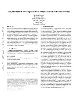 (Un)fairness in Post-operative Complication Prediction Models