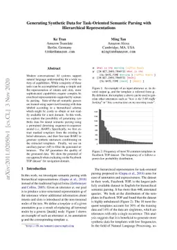 Generating Synthetic Data for Task-Oriented Semantic Parsing with
  Hierarchical Representations