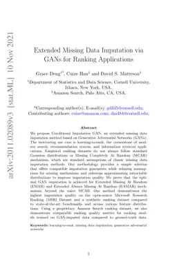 Extended Missing Data Imputation via GANs for Ranking Applications