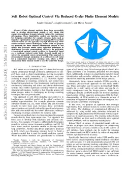 Soft Robot Optimal Control Via Reduced Order Finite Element Models