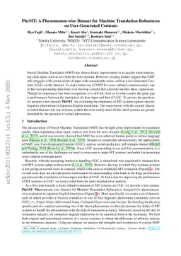 PheMT: A Phenomenon-wise Dataset for Machine Translation Robustness on
  User-Generated Contents